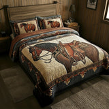 Prairie Horse 3-Piece Quilted Bedspread Set