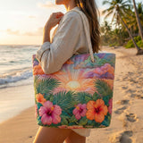 Artisan Beach Tote | Tropical Sunrise Design