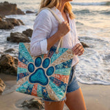 Artisan Beach Tote Featuring Footprint Motif