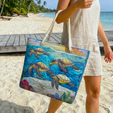 Artisan Beach Tote | Sea Turtle Motif