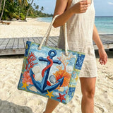 Artisan Beach Bag Featuring Nautical Anchor Design