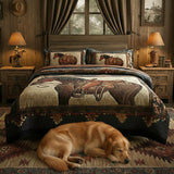 Prairie Horse 3-Piece Quilted Bedspread Set