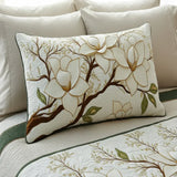Magnolia Flower Patterned Cushion Cover
