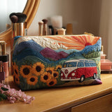 Travel-Ready Nature-Inspired Quilted Cosmetic Bag - Model NCU0PT9474