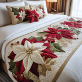 Poinsettia Christmas Quilted Bed Runner - NCU0XD395