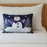 Plush Purple Snowman Pillowcase