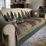 Serene Forest Quilted Sofa Cover - Model NCU0DV1440