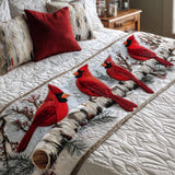 Quilted Bed Runner with Red Cardinals - NCU0NT9897