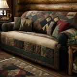 Quilted Rustic Evergreen Haven Sofa Cover - Model NCU0PTT2828