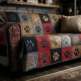 Quilted Rustic Pawprint Sofa Cover - Model NCU0PTT2622
