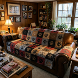 Quilted Rustic Pawprint Sofa Cover - Model NCU0PTT2622