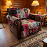 Quilted Rustic Pawprint Sofa Cover - Model NCU0PTT2622