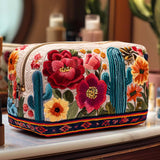 Quilted Cosmetic Bag with Sunlit Succulent Design - NCU0NNT2435