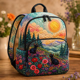 TG10 Quilted Cat-Themed Landscape Backpack