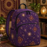 Bohemian Quilted Backpack with Sun, Moon, and Stars Design - TN11