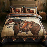 Prairie Horse 3-Piece Quilted Bedspread Set