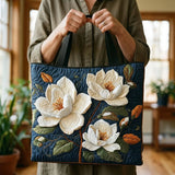 Elegant Magnolia Design Handcrafted Quilted Bag