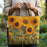 Classic Quilted Bag with Sunflower Embellishments