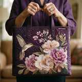 Handcrafted Quilted Bag with Hummingbird and Orchid Design