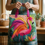 Colorful Flamingo Quilted Tote Bag