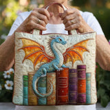 Keeper of Books Emerald Dragon Quilted Tote Bag