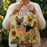 Floral Artisan Tote with German Shepherd Motif