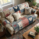 Retro Floral Heart Quilted Sofa Cover - NCU0LDH118