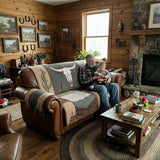 Sagebrush Longhorn Quilted Sofa Cover - Desert Design NCU0LDH045