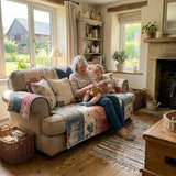 Retro Floral Heart Quilted Sofa Cover - NCU0LDH118