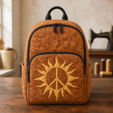 Sun and Peace Symbol Quilted Backpack