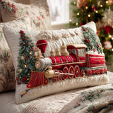 Holiday Steam Locomotive - Plush Pillow Cover